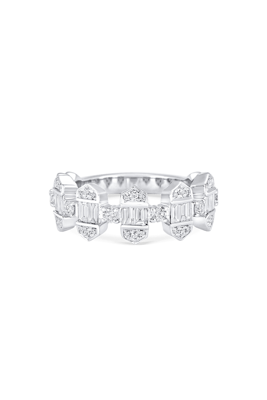 SARA WEINSTOCK-Taj Baguette Vertical Partial Diamond Ring-WHITE GOLD