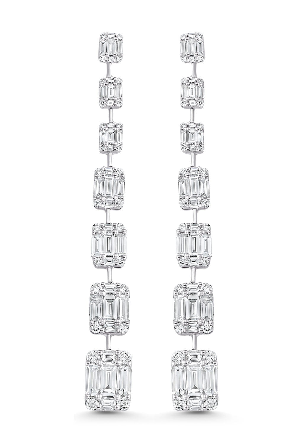 SARA WEINSTOCK-Illusion 7 Cluster Diamond Drop Earrings-WHITE GOLD