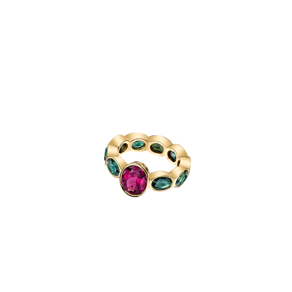 SARAH HENDLER-Rhodolite And Green Sapphire Eternity Band-YELLOW GOLD