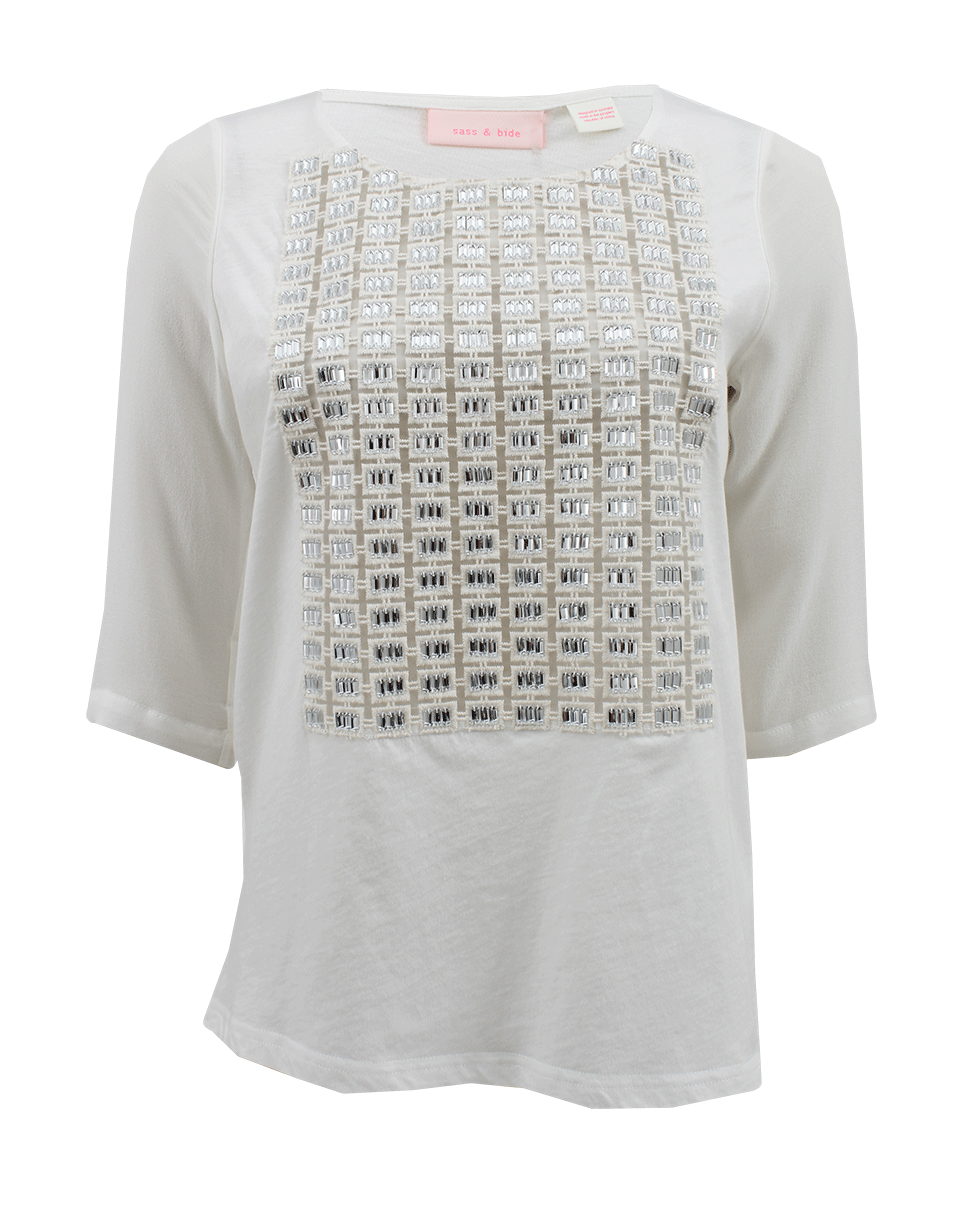 SASS & BIDE-Quarter Sleeve Embellished Tee-