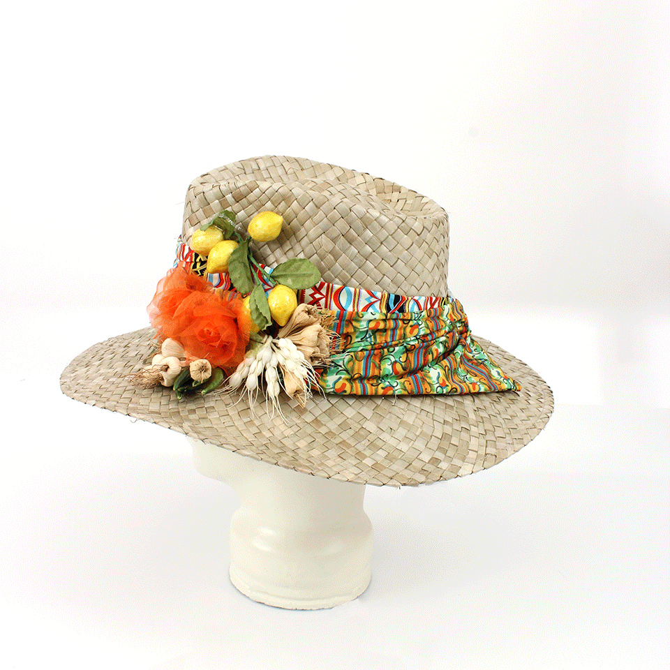 SAVE THE QUEEN-Straw Hat With Lemons-YELLOW