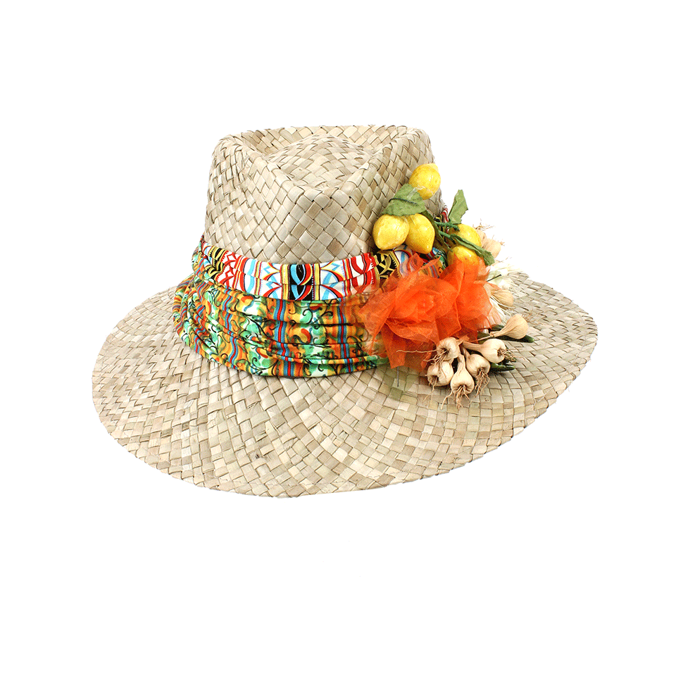 SAVE THE QUEEN-Straw Hat With Lemons-YELLOW