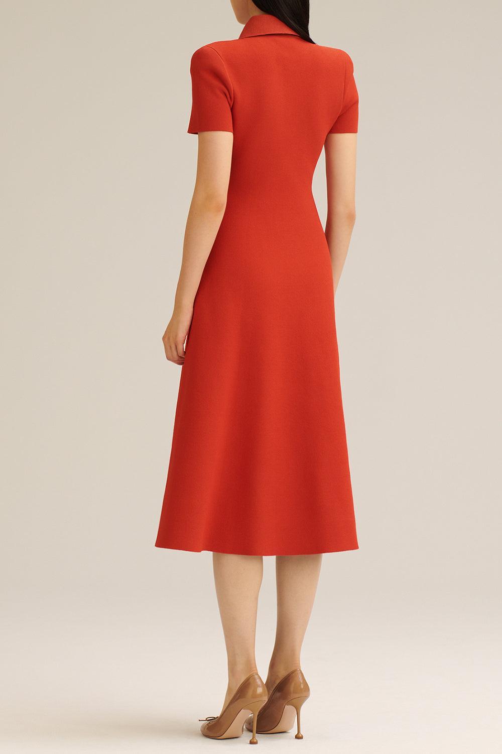 Collared Midi Shirt Dress - Red-RED-XS-CLOTHINGDRESSCASUAL-SCANLAN THEODORE