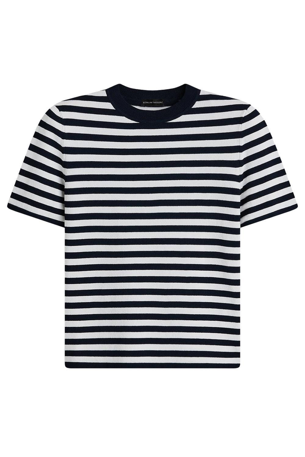 Crepe Striped T-Shirt - Navy