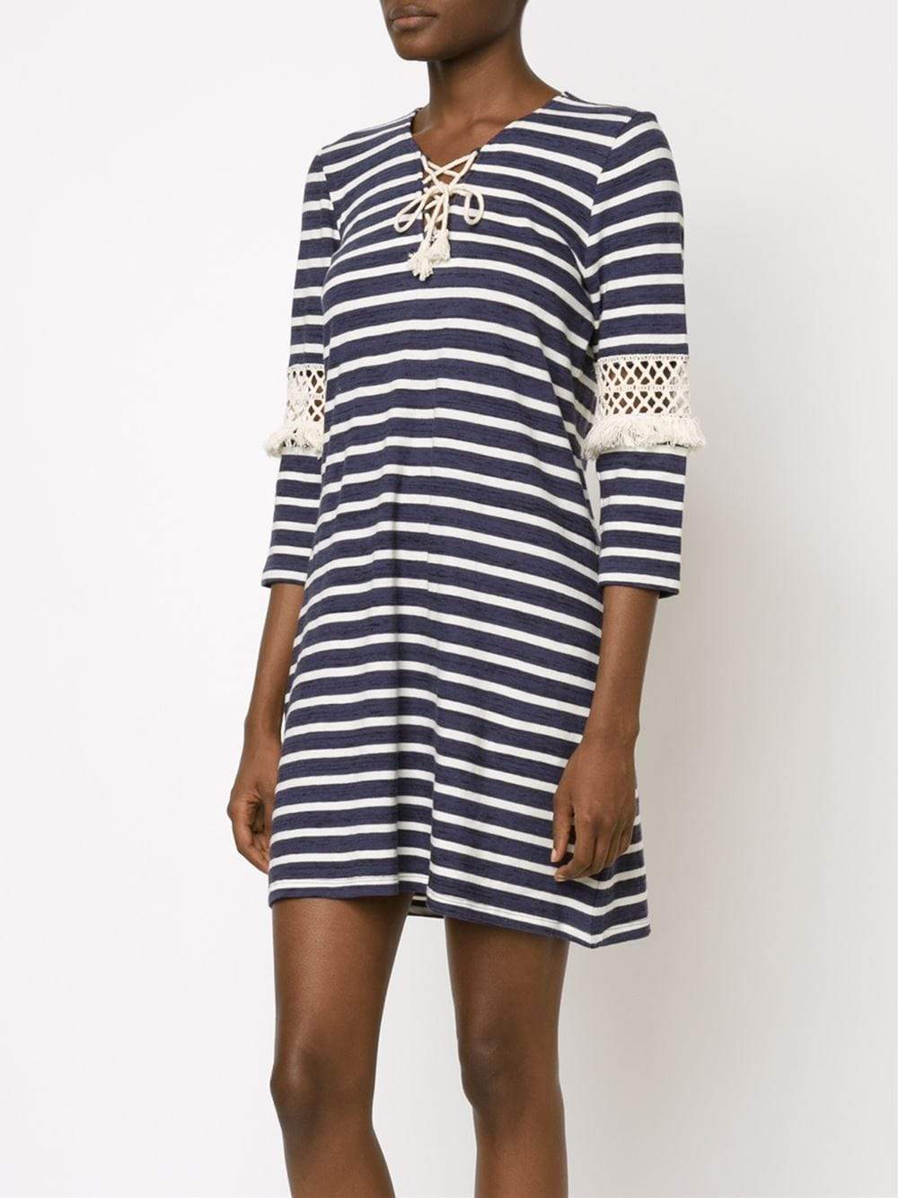 SEA-Stripe Lace-Up Dress-
