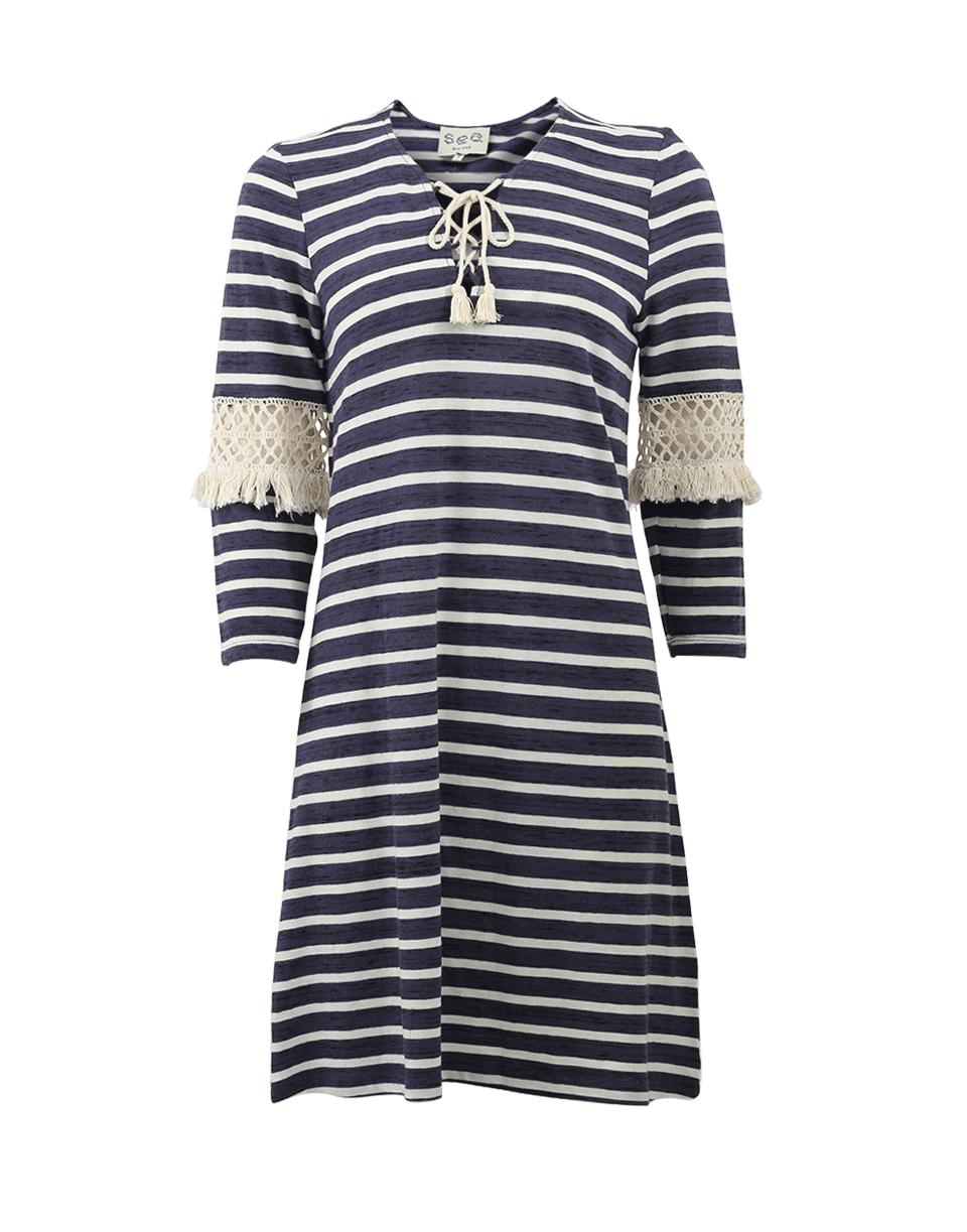 SEA-Stripe Lace-Up Dress-