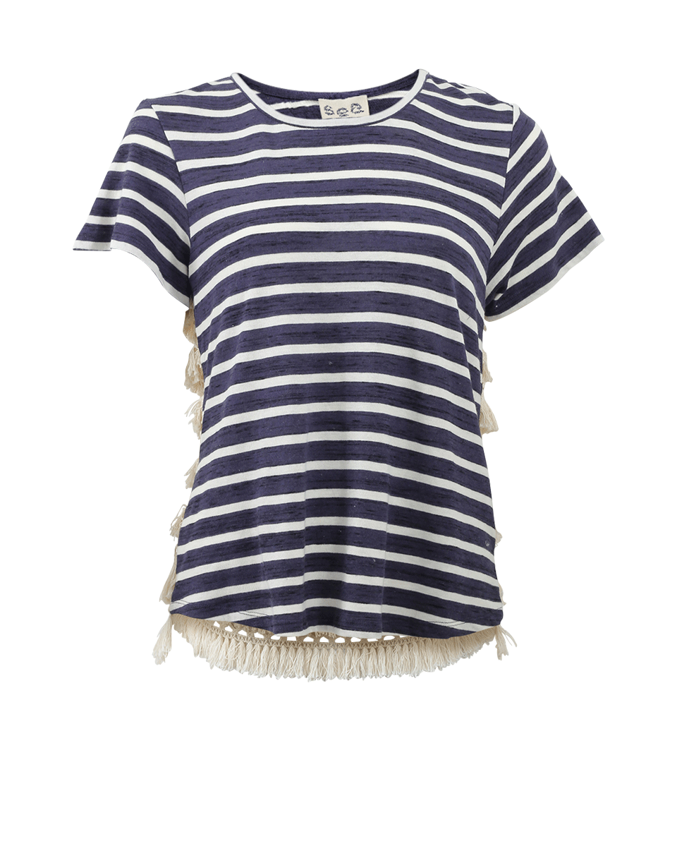 SEA-Stripe Crochet Back T-Shirt-