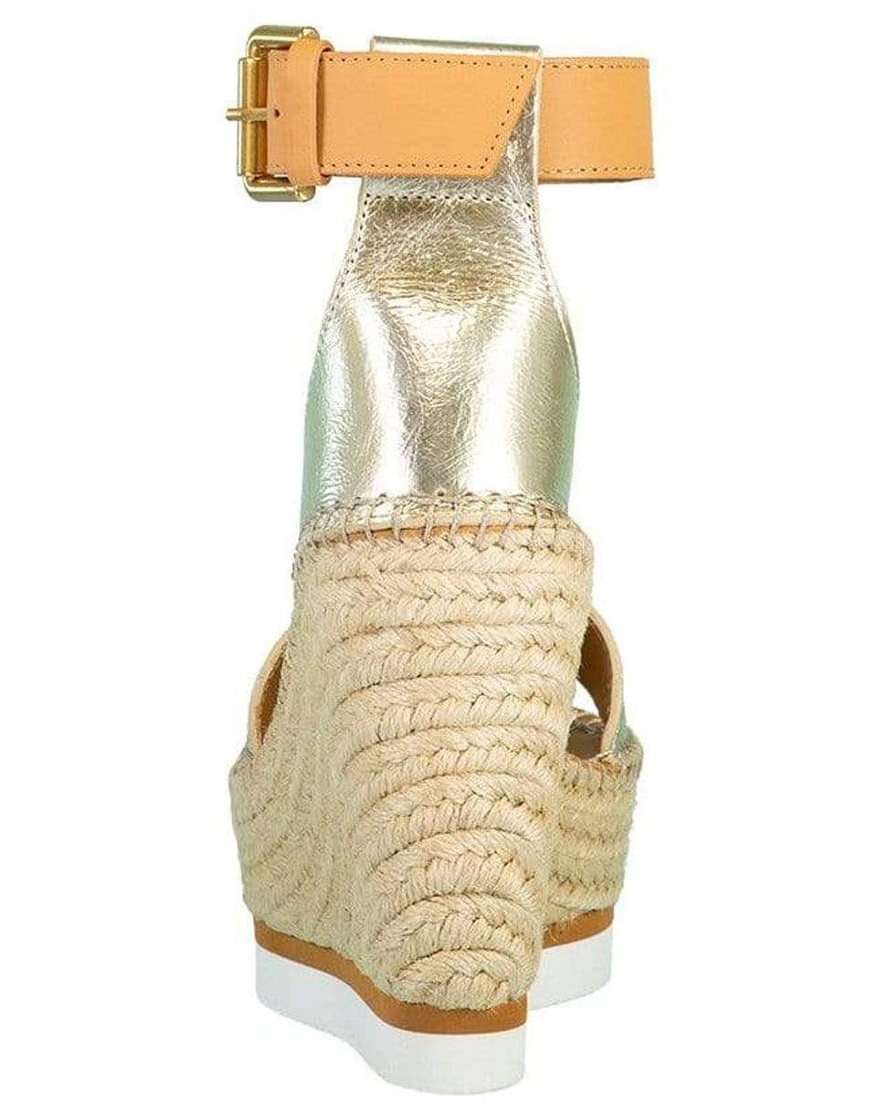 SEE by CHLOE-Metallic Strappy Wedge Heel Sandal-