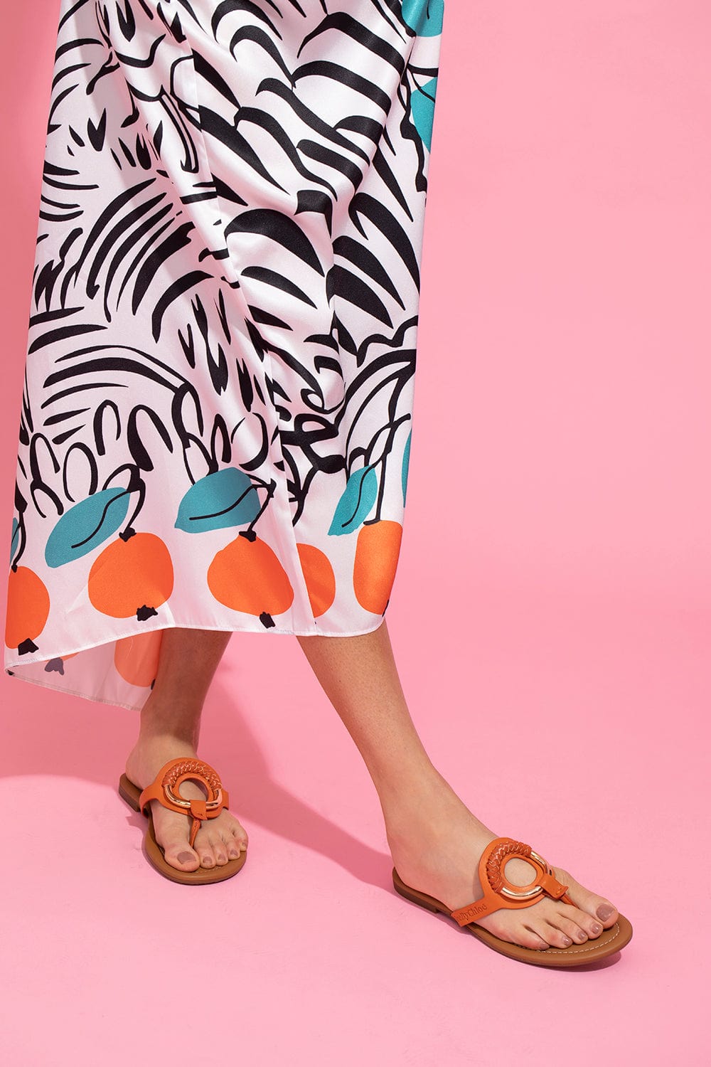 SEE by CHLOE-Hana Leather Ring Sandal - Orange-