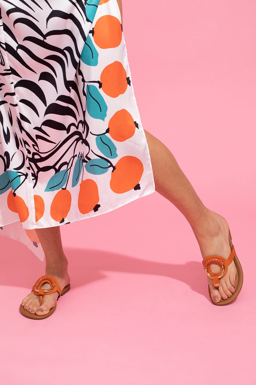 SEE by CHLOE-Hana Leather Ring Sandal - Orange-