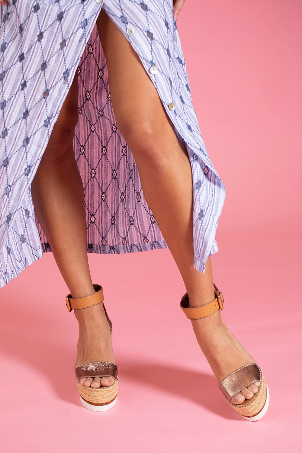 SEE by CHLOE-Glyn Metallic Leather Espadrille-
