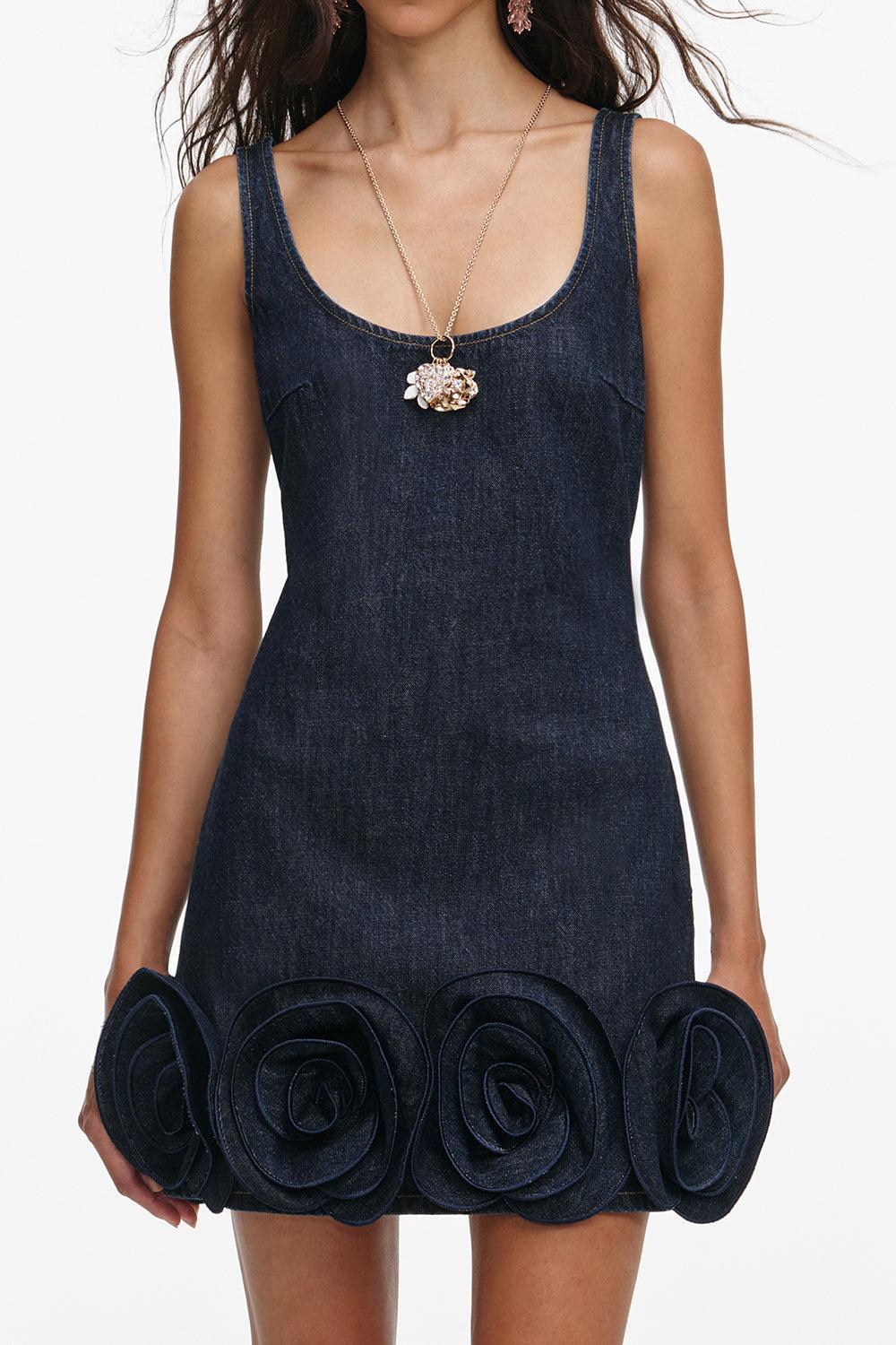 3D Flower Mini Dress-BLUE-2-CLOTHINGDRESSCASUAL-SELF-PORTRAIT