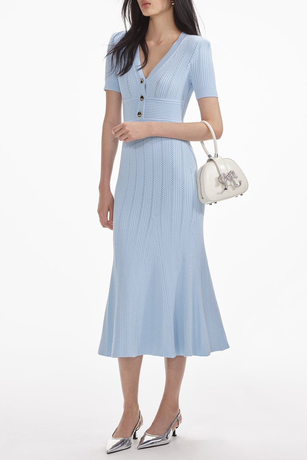 self-portrait-Pointelle Midi Dress-