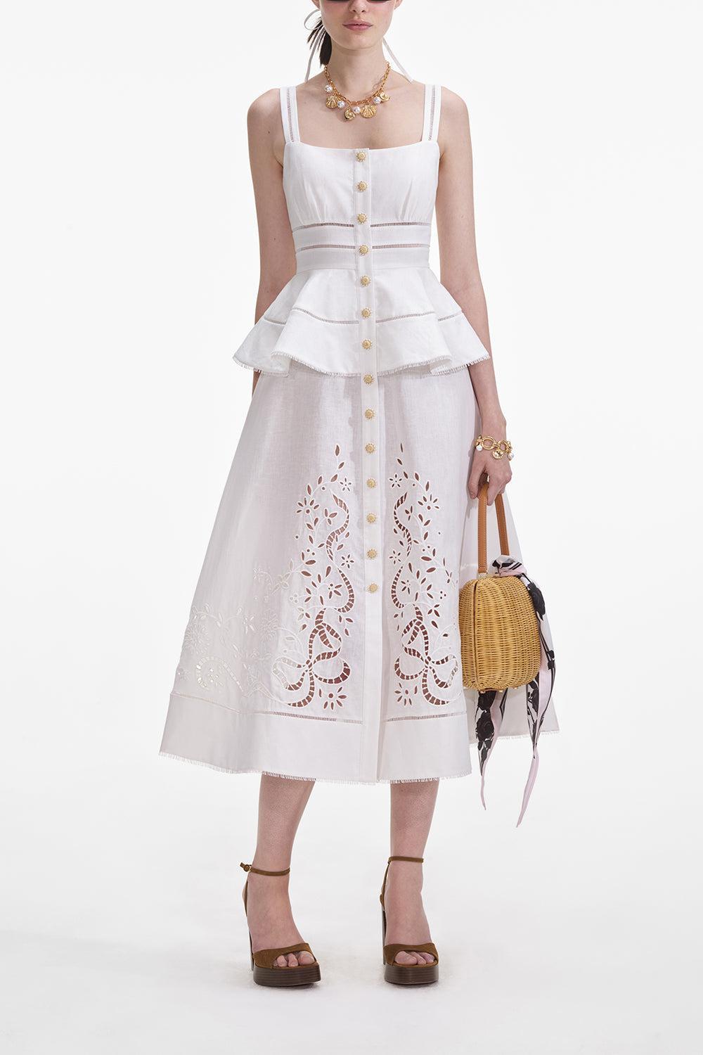Peplum Midi Dress-CREAM-2-CLOTHINGDRESSCASUAL-self-portrait