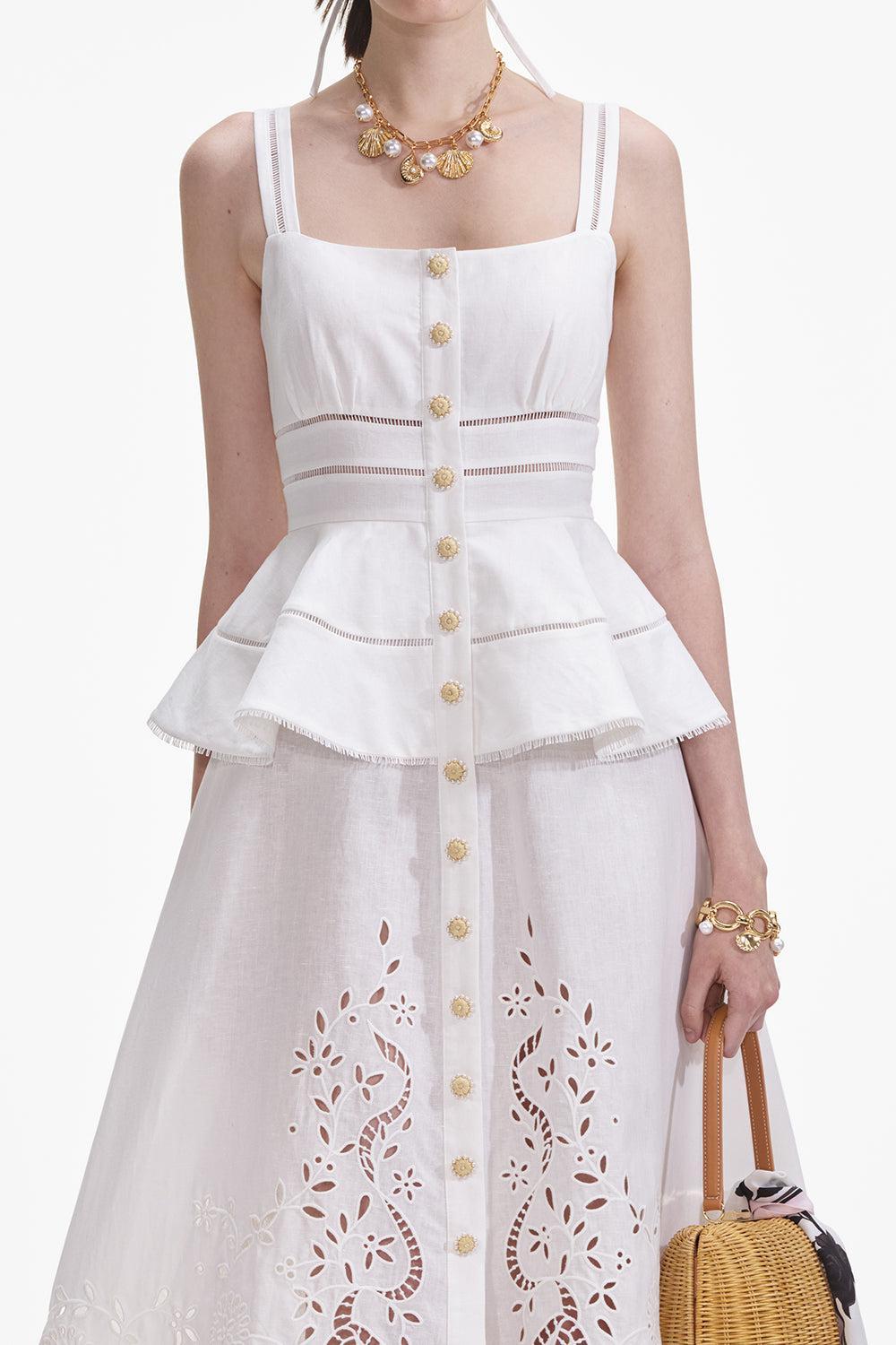 Peplum Midi Dress-CREAM-2-CLOTHINGDRESSCASUAL-self-portrait