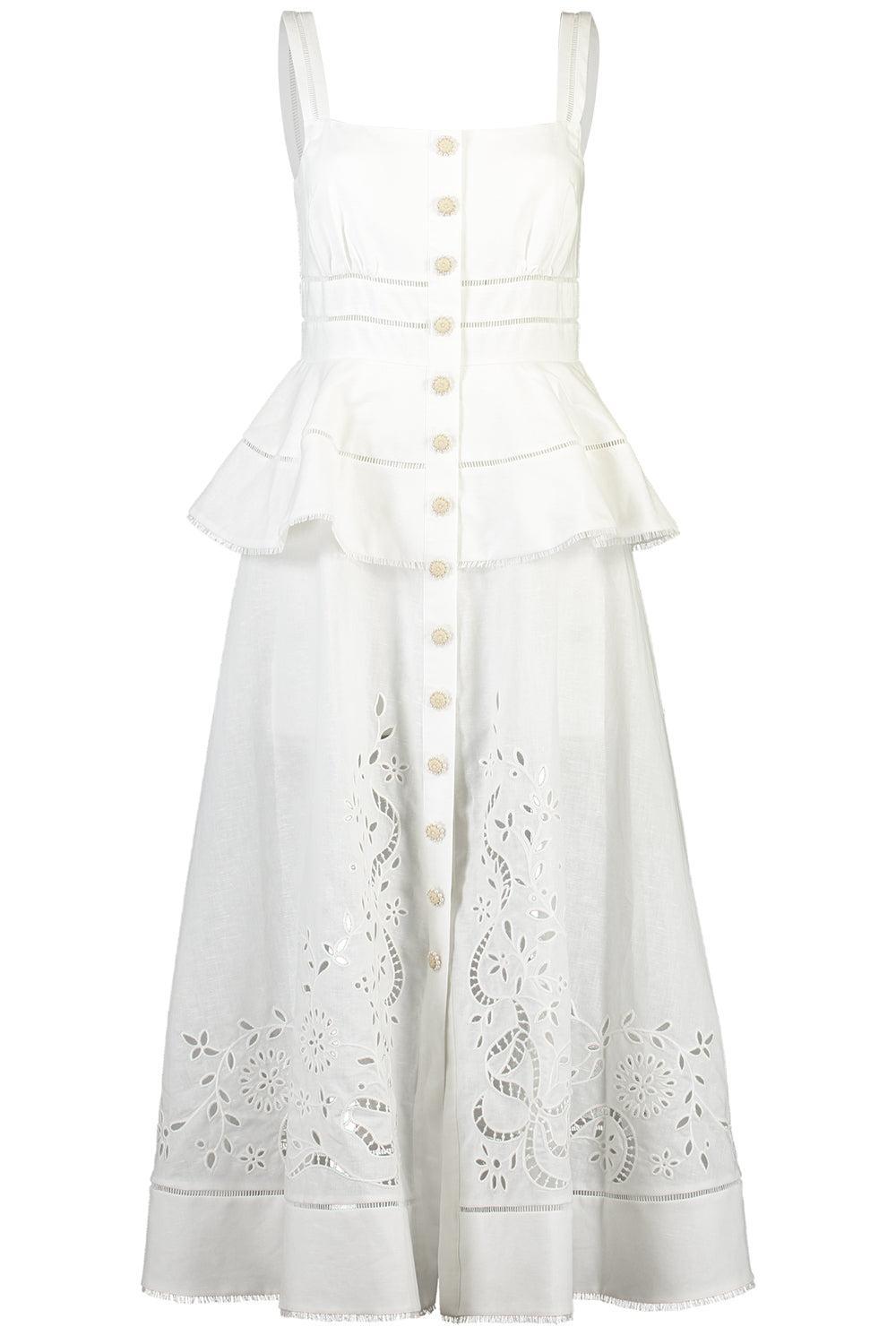 Peplum Midi Dress-CREAM-2-CLOTHINGDRESSCASUAL-self-portrait