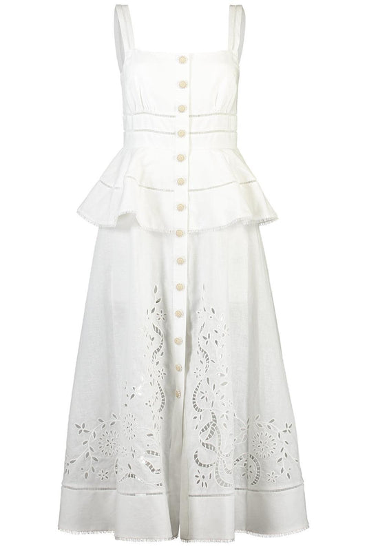 Peplum Midi Dress-CREAM-2-CLOTHINGDRESSCASUAL-self-portrait