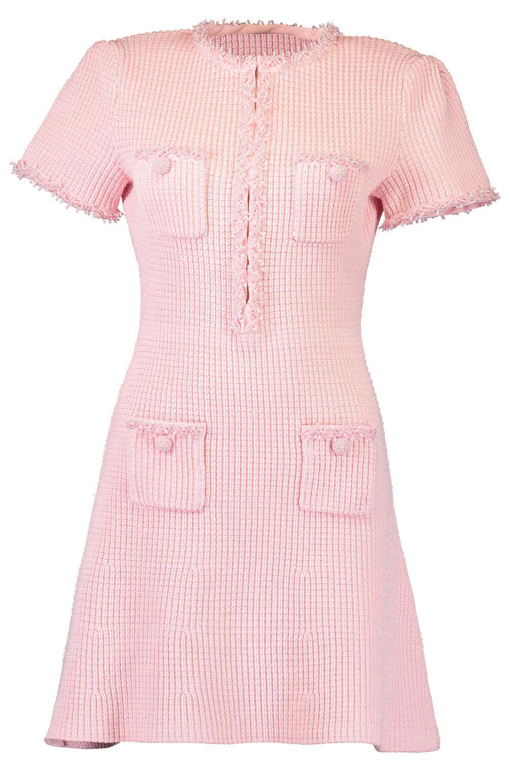 Textured Mini Dress-PINK-XS-CLOTHINGDRESSCASUAL-self-portrait