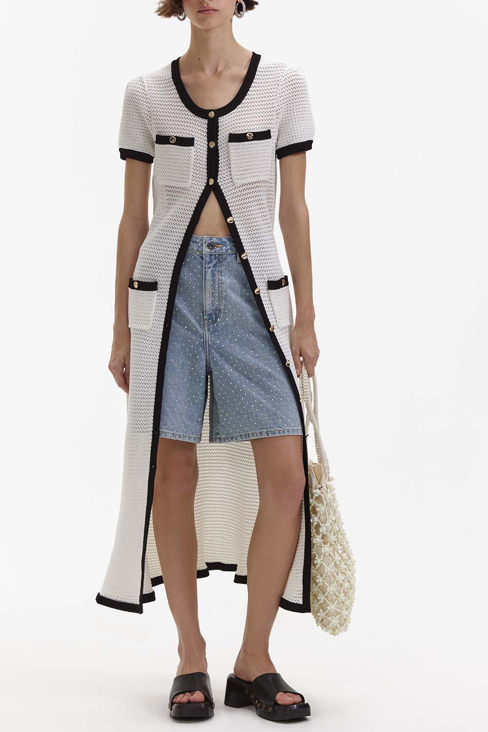 self-portrait-Crochet Midi Dress-