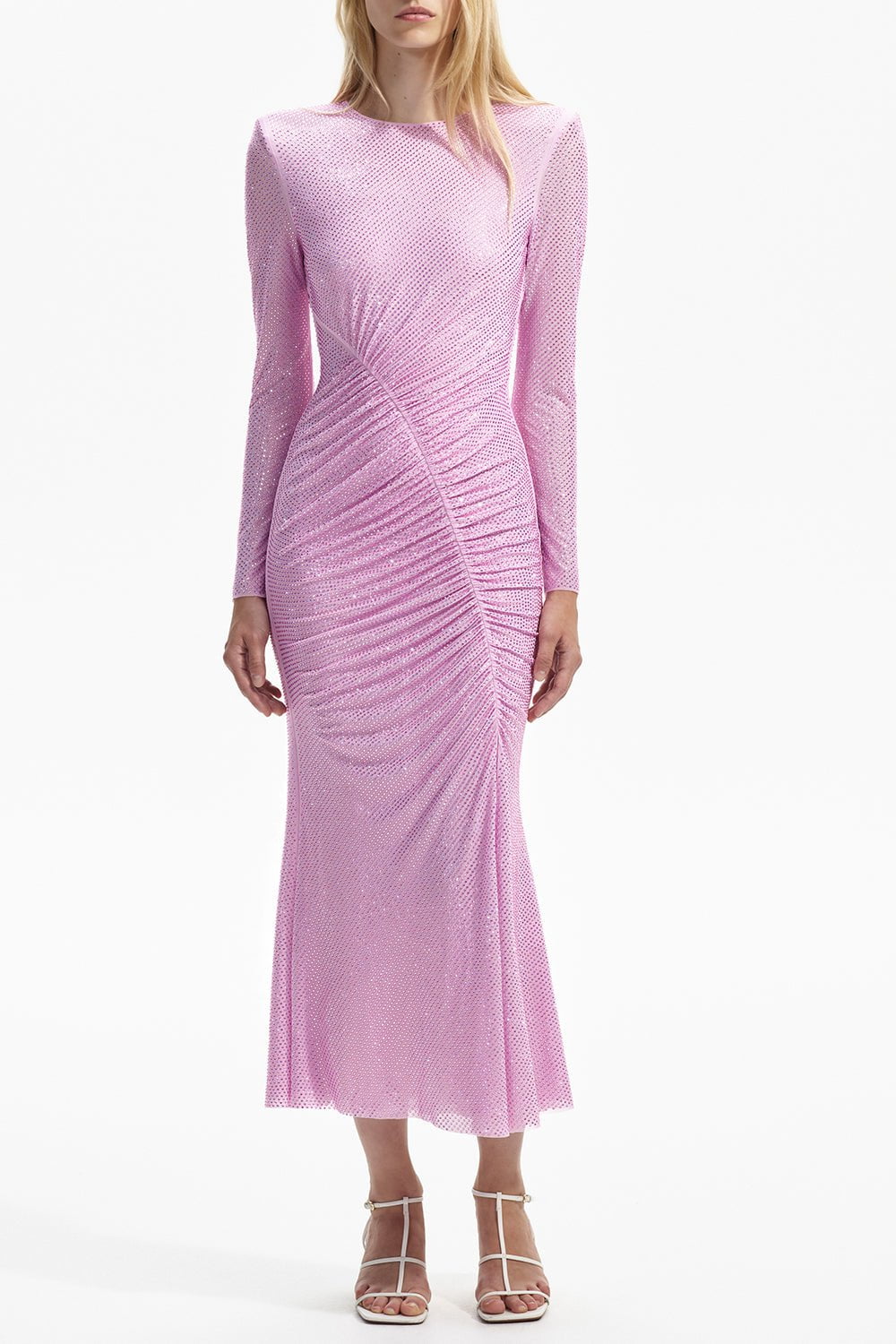 self-portrait-Crystal Mesh Maxi Dress-