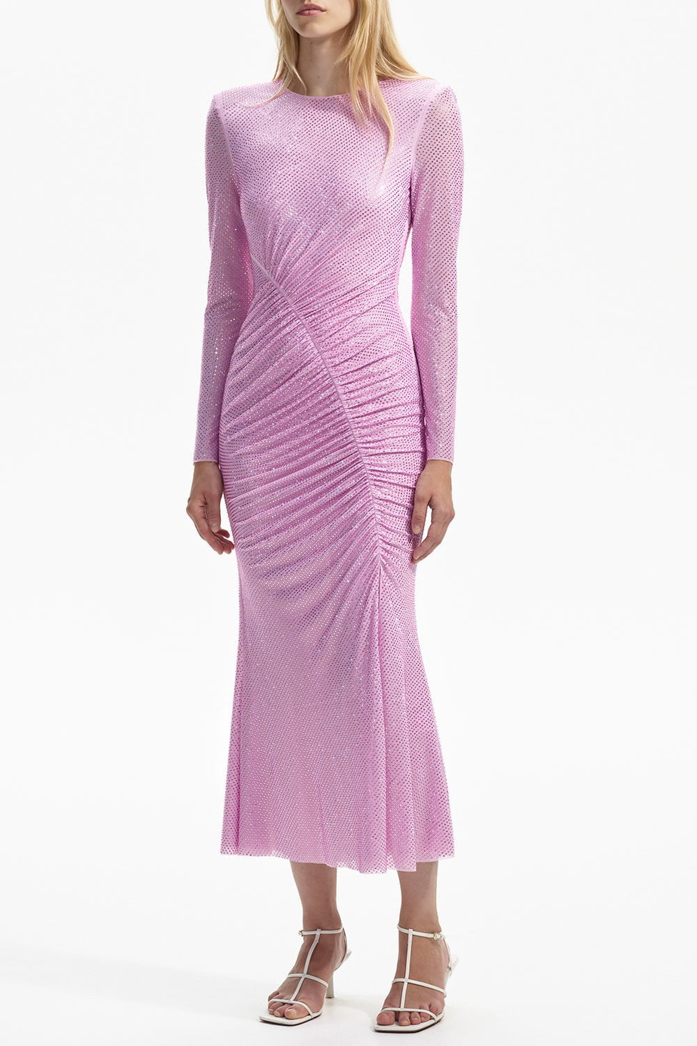 self-portrait-Crystal Mesh Maxi Dress-