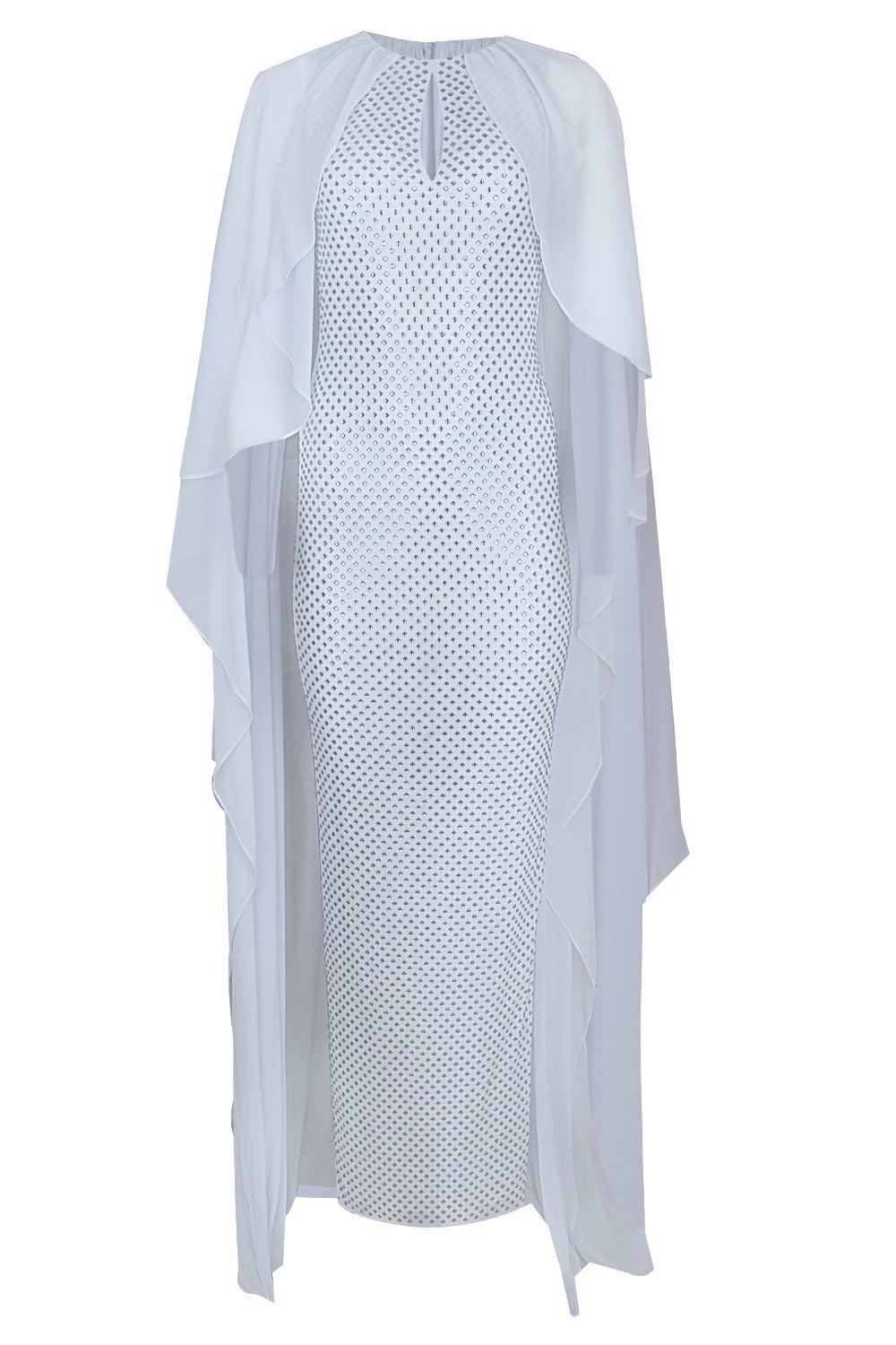 Rhinestone Cape Maxi Dress-BLUE-4-CLOTHINGDRESSGOWN-self-portrait