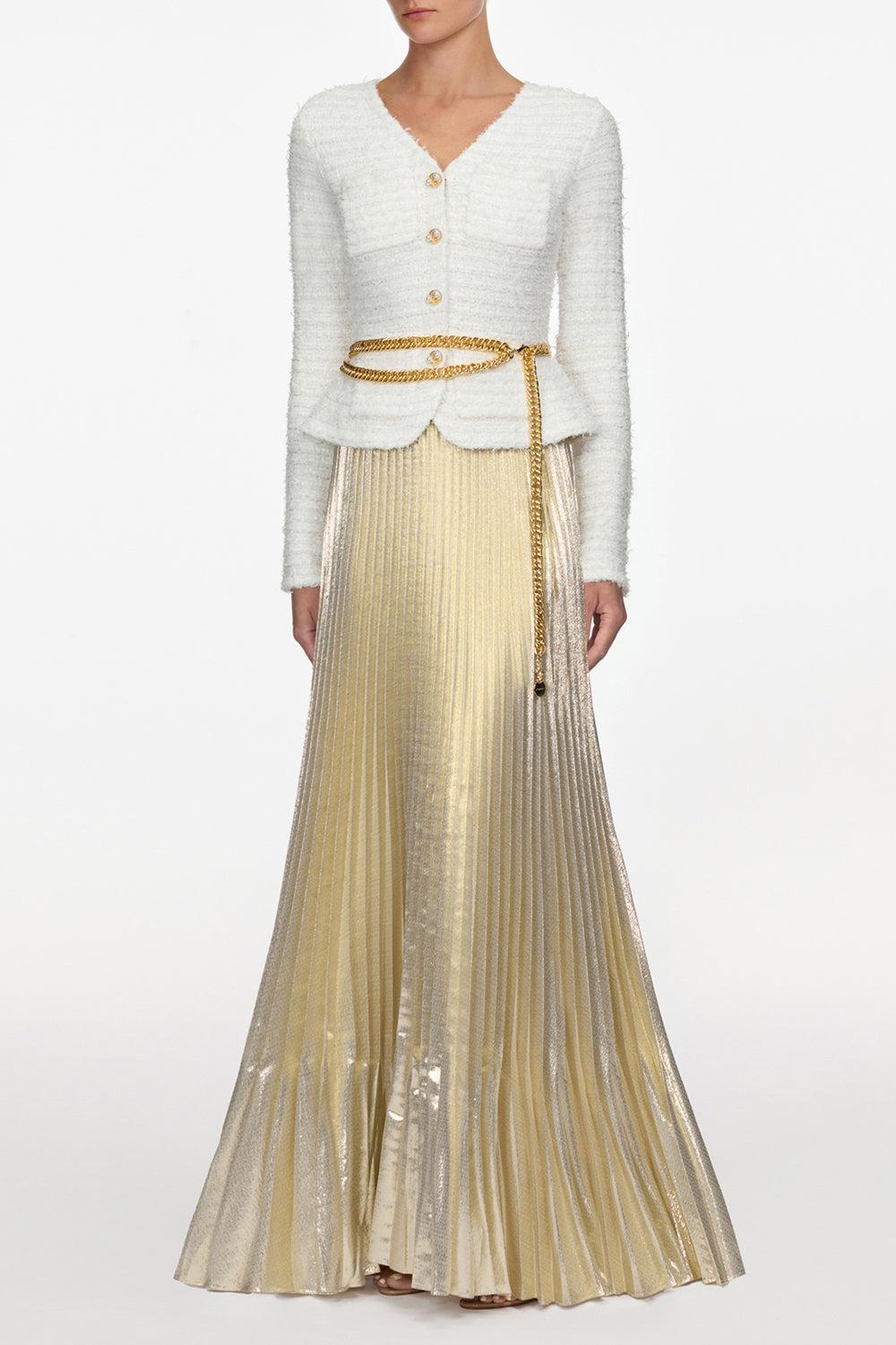 Textured Metallic Maxi Dress-CREAM-2-CLOTHINGDRESSGOWN-SELF-PORTRAIT