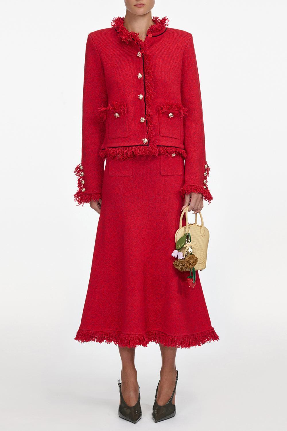 Frayed Jacket-RED-XS-CLOTHINGJACKETBLAZERS-SELF-PORTRAIT