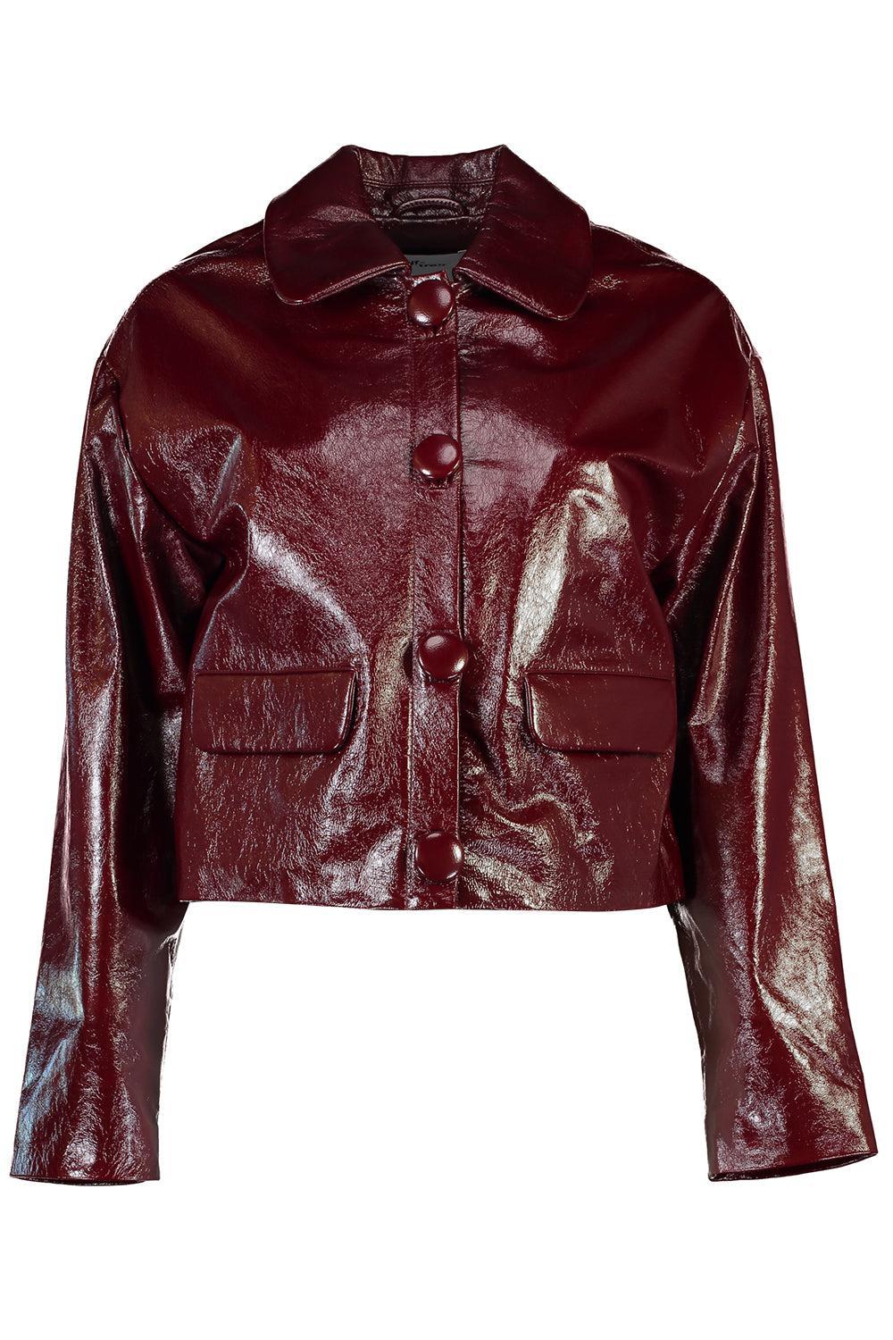 Button Front Crop Jacket-BURGUNDY-4-CLOTHINGJACKETLEATHER-self-portrait