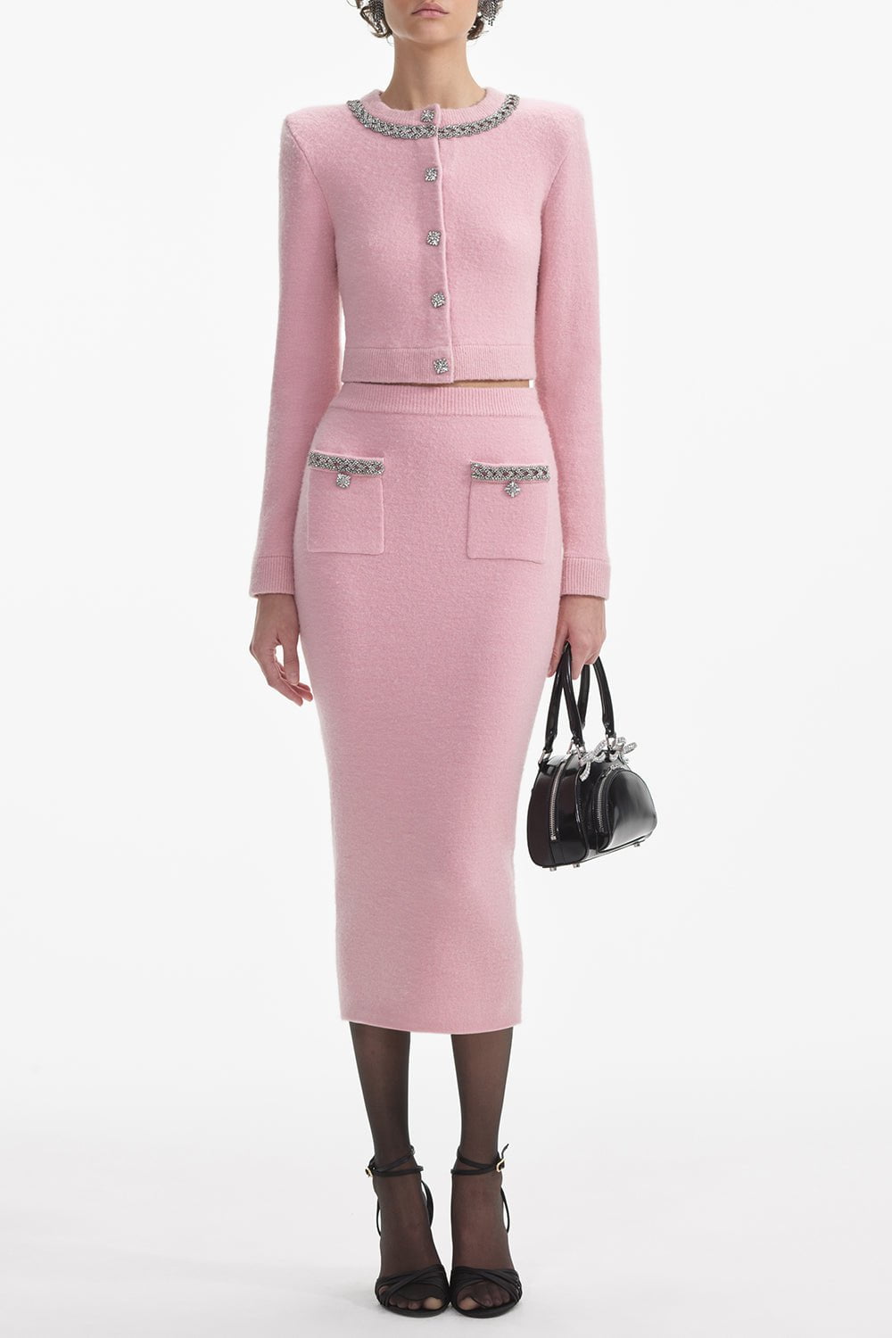 self-portrait-Embellished Midi Skirt-