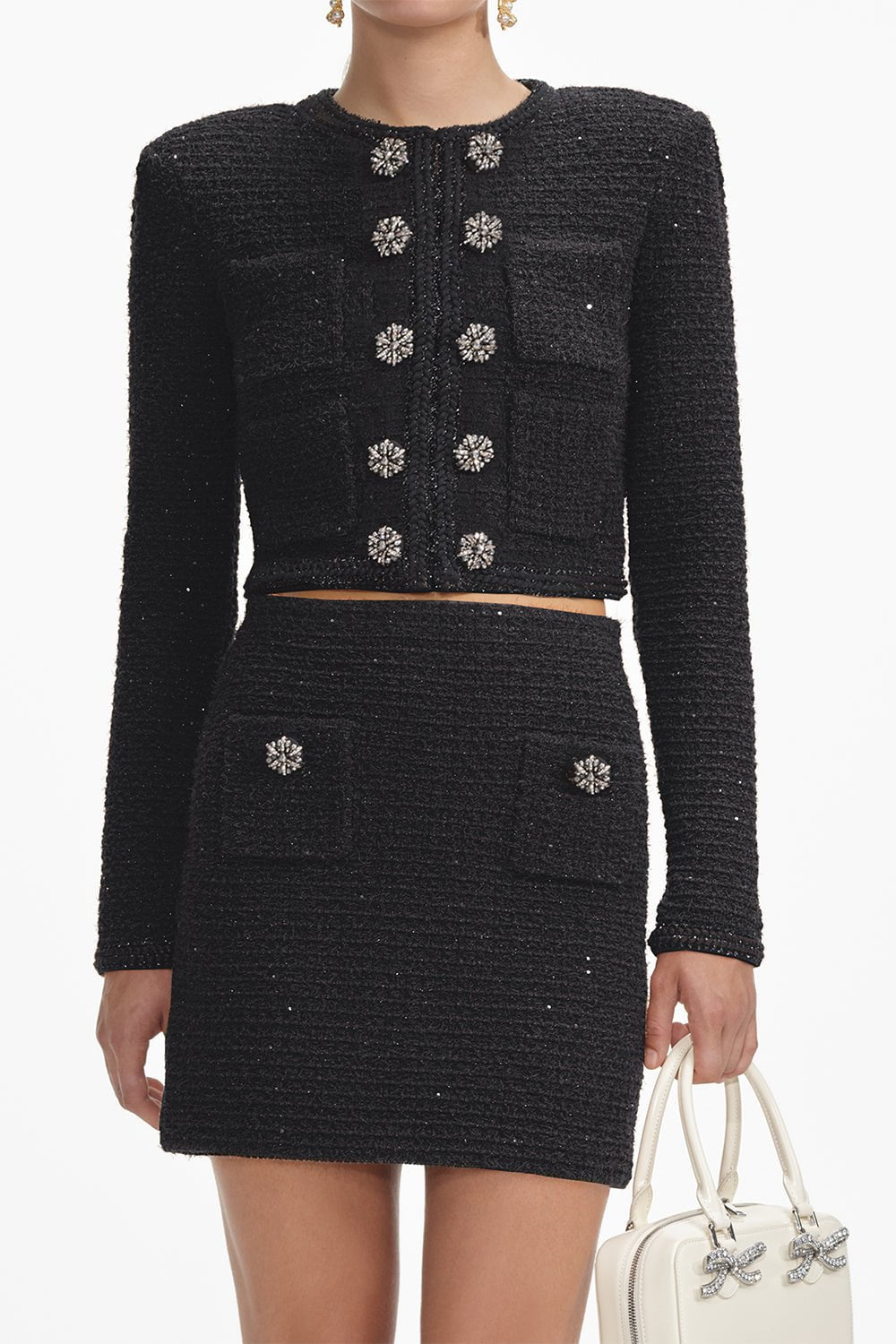 self-portrait-Textured Mini Skirt-