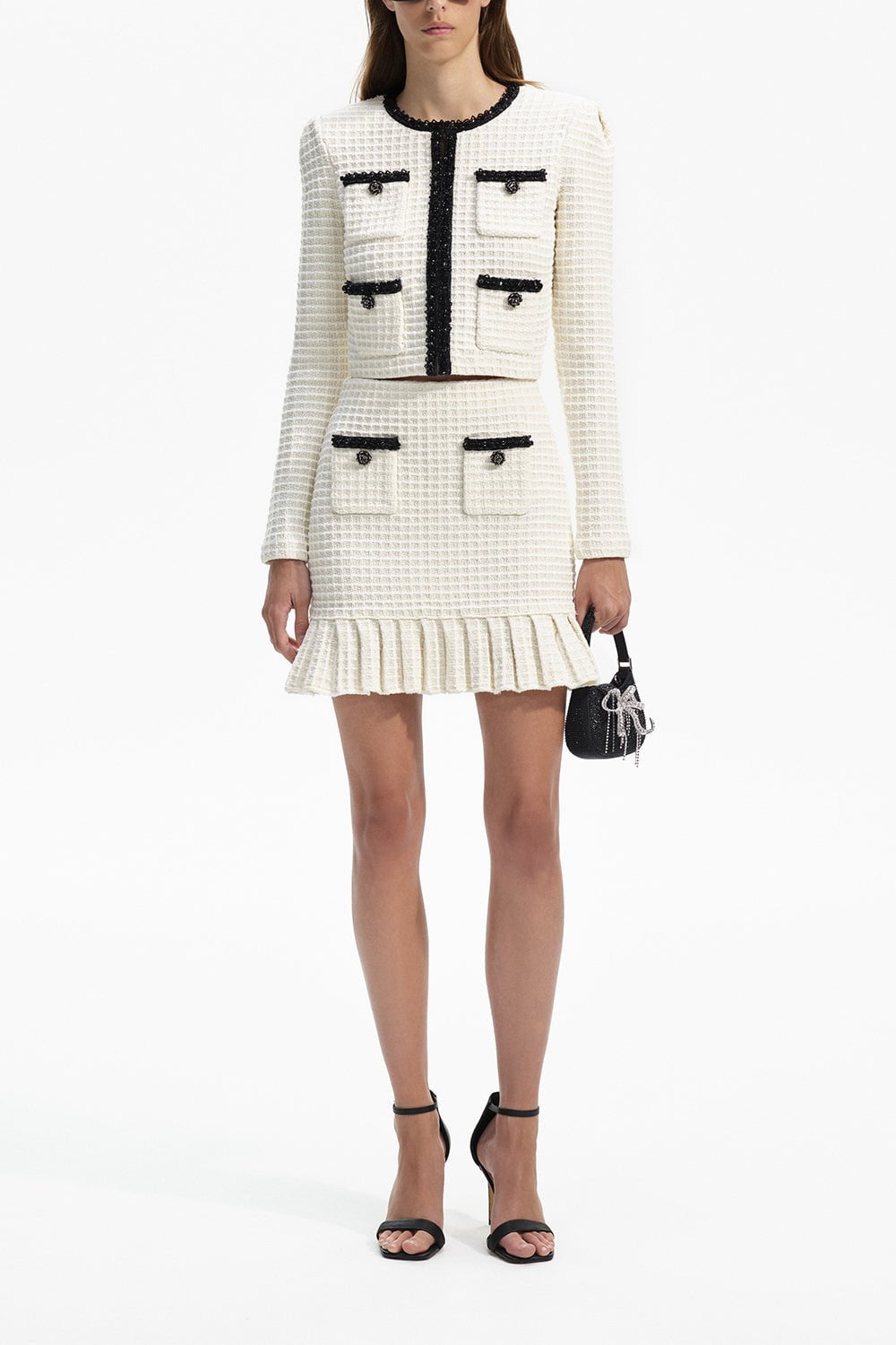 self-portrait-Textured Mini Skirt-