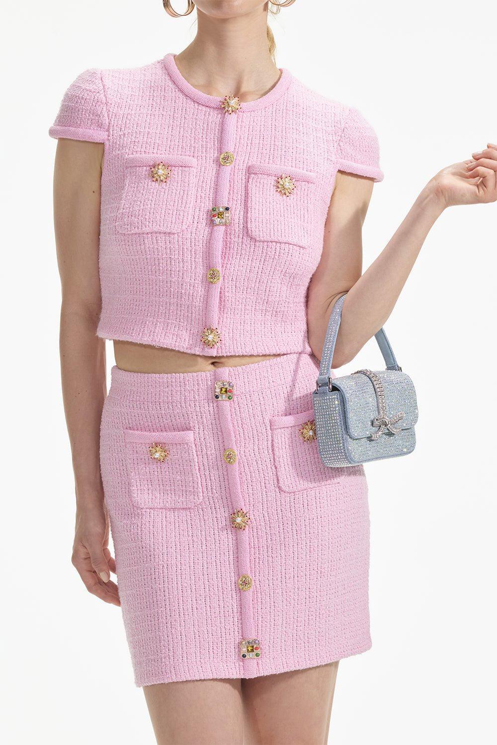 self-portrait-Jewel Button Mini Skirt-