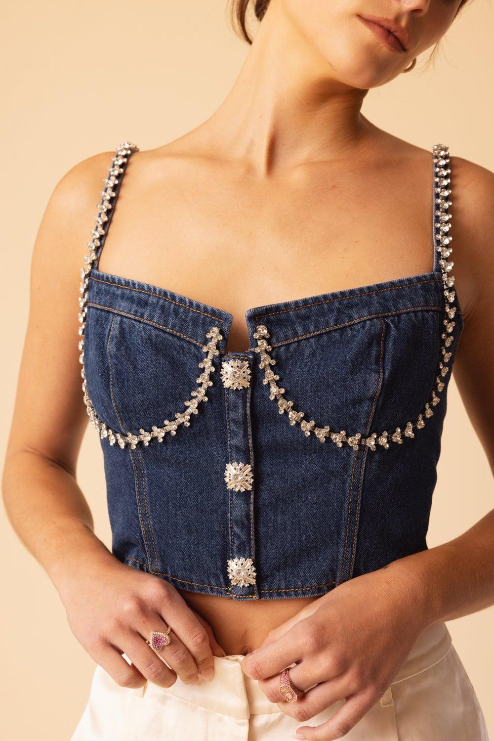 self-portrait-Diamante Top-