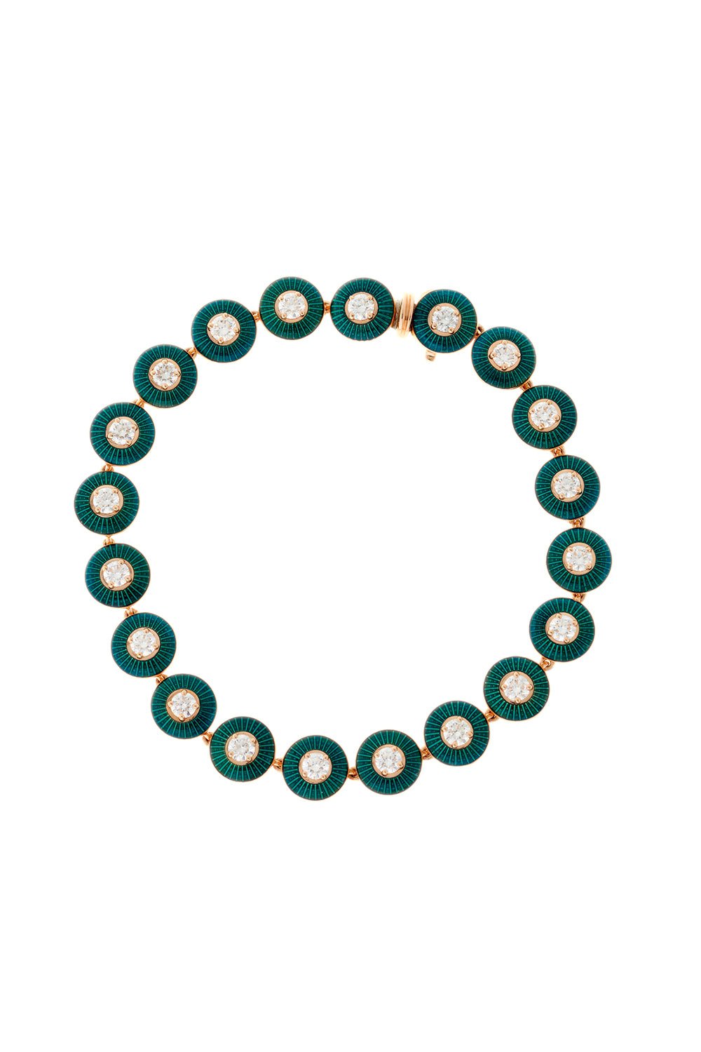 SELIM MOUZANNAR-Mina Petrol Enamel Diamond Bracelet-ROSE GOLD