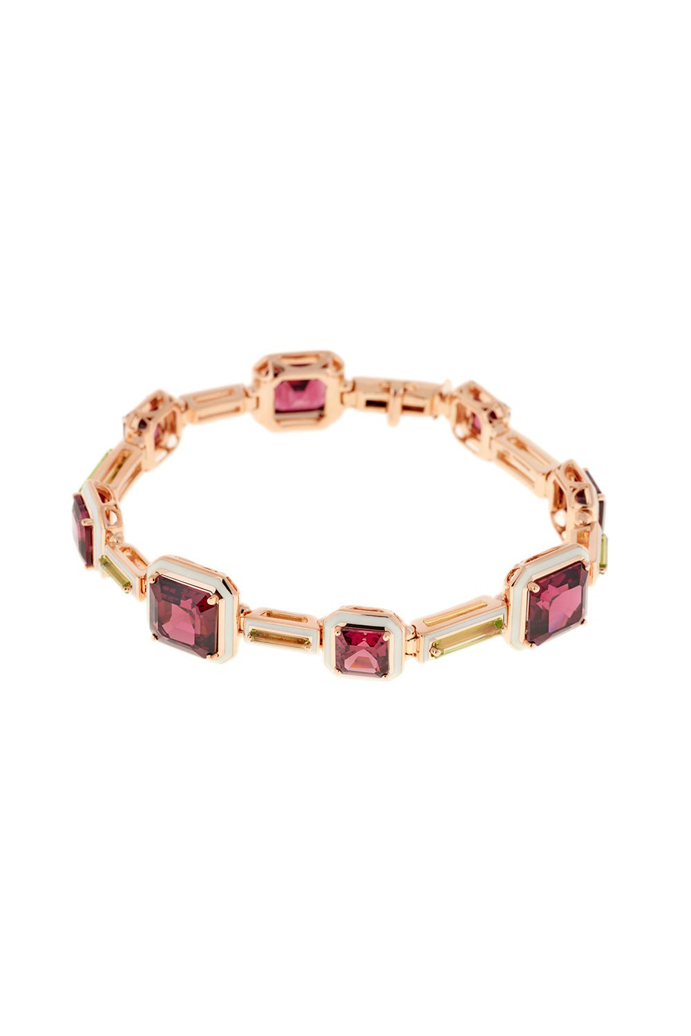SELIM MOUZANNAR-Mina White Enamel Rhodolite Bracelet-ROSE GOLD