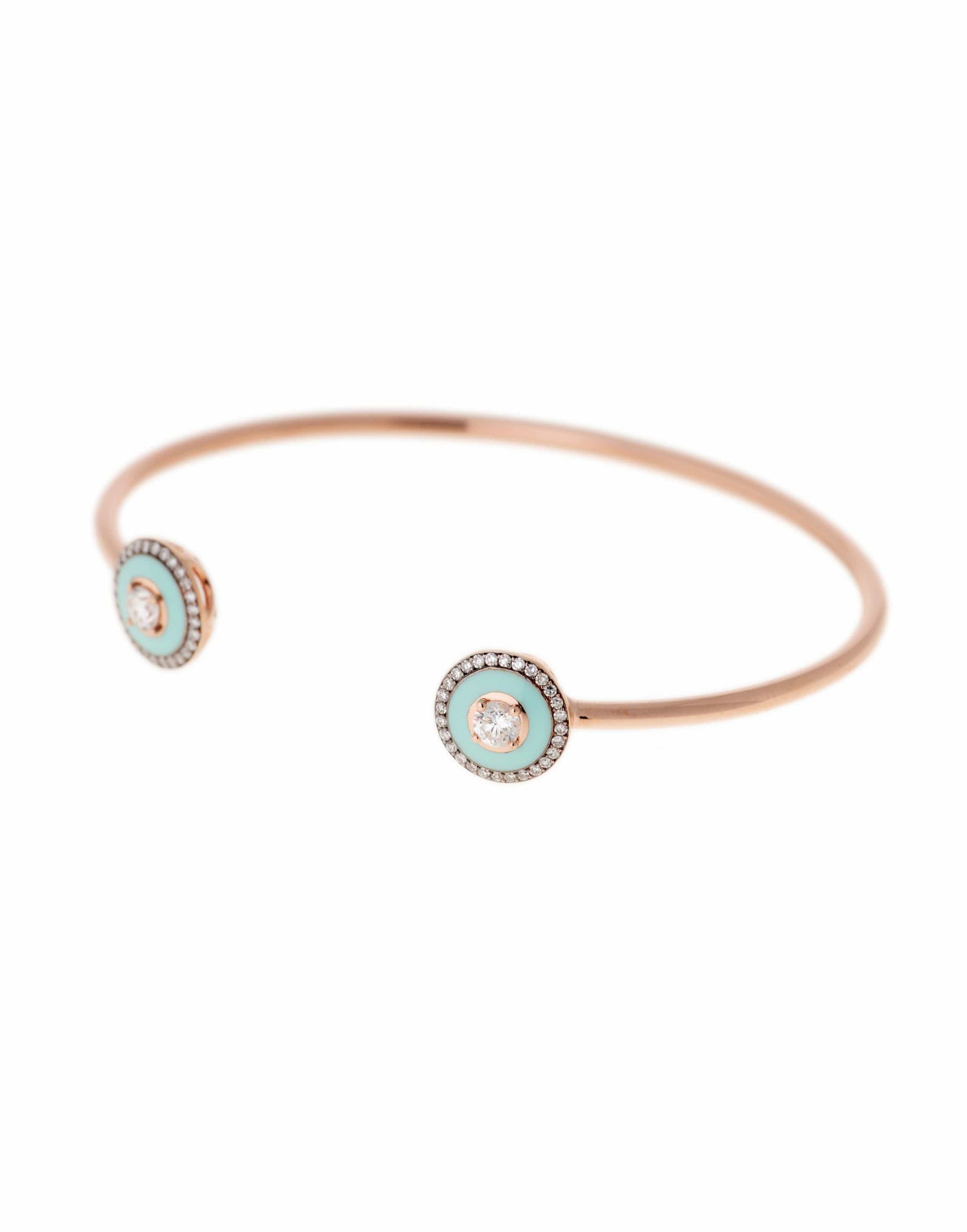 SELIM MOUZANNAR-Mint Green Enamel and Diamond Bracelet-ROSE GOLD