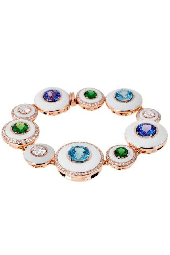 SELIM MOUZANNAR-Multi Stone White Enamel "Unique" Bracelet-ROSE GOLD