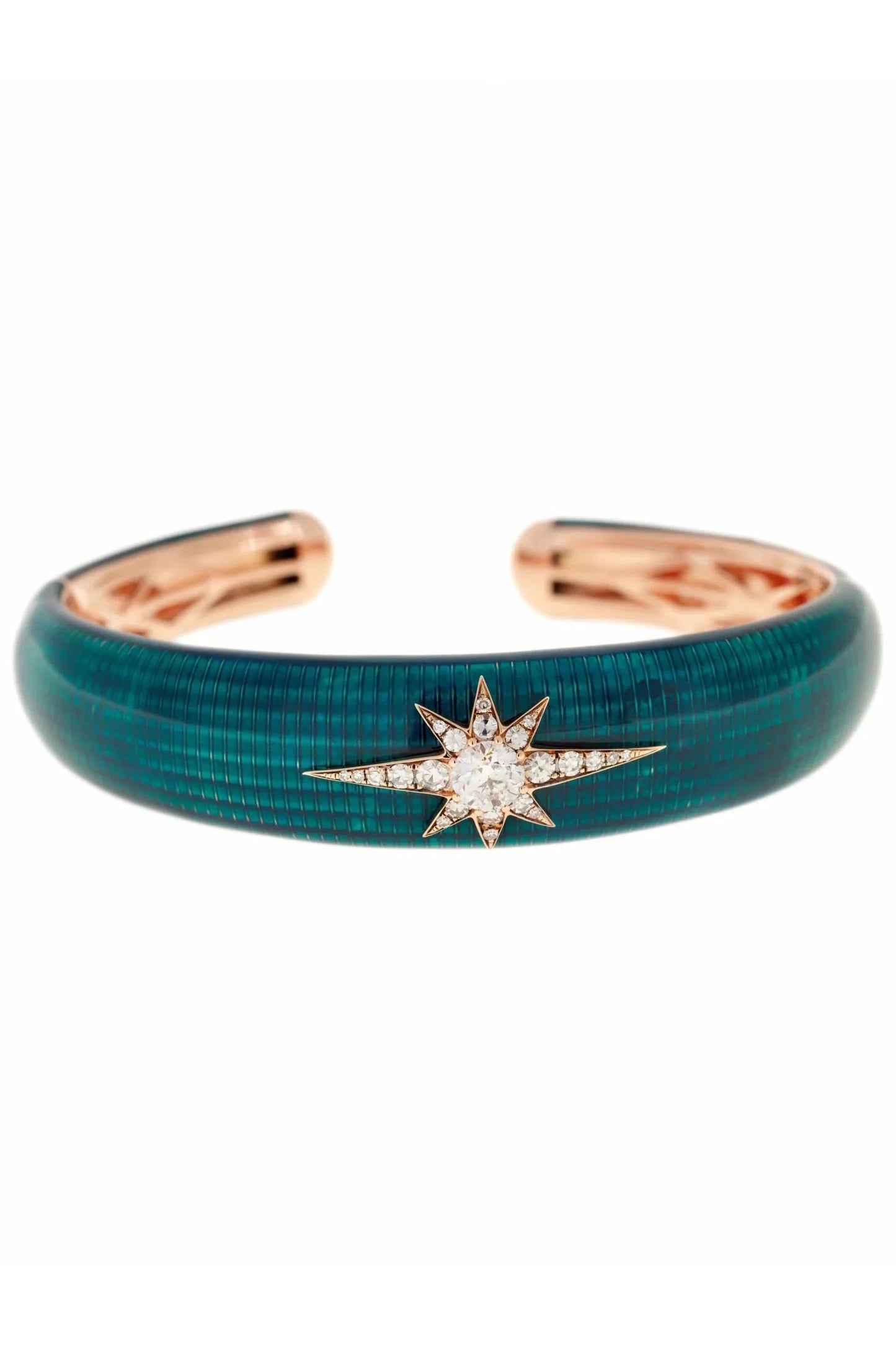 SELIM MOUZANNAR-Petrol Enamel Cuff-ROSE GOLD