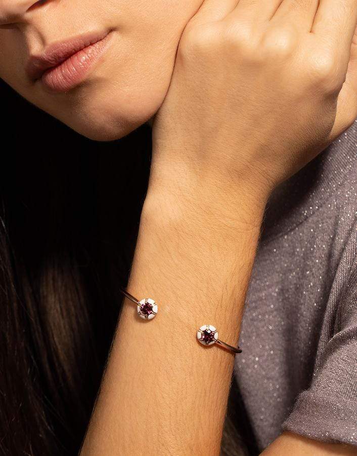 SELIM MOUZANNAR-Pink Tourmaline and White Enamel Bracelet-ROSE GOLD