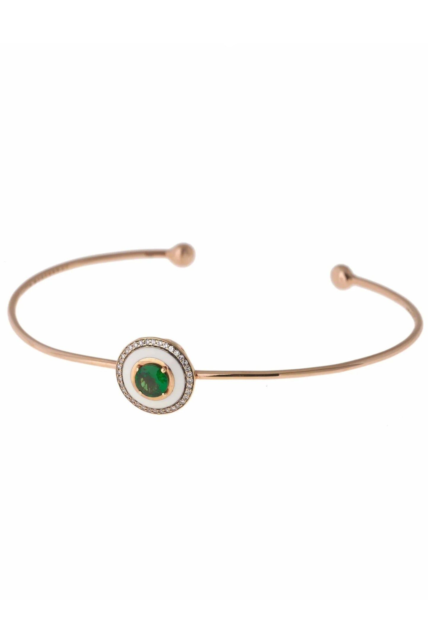 SELIM MOUZANNAR-Tsavorite and White Enamel Bracelet-ROSE GOLD
