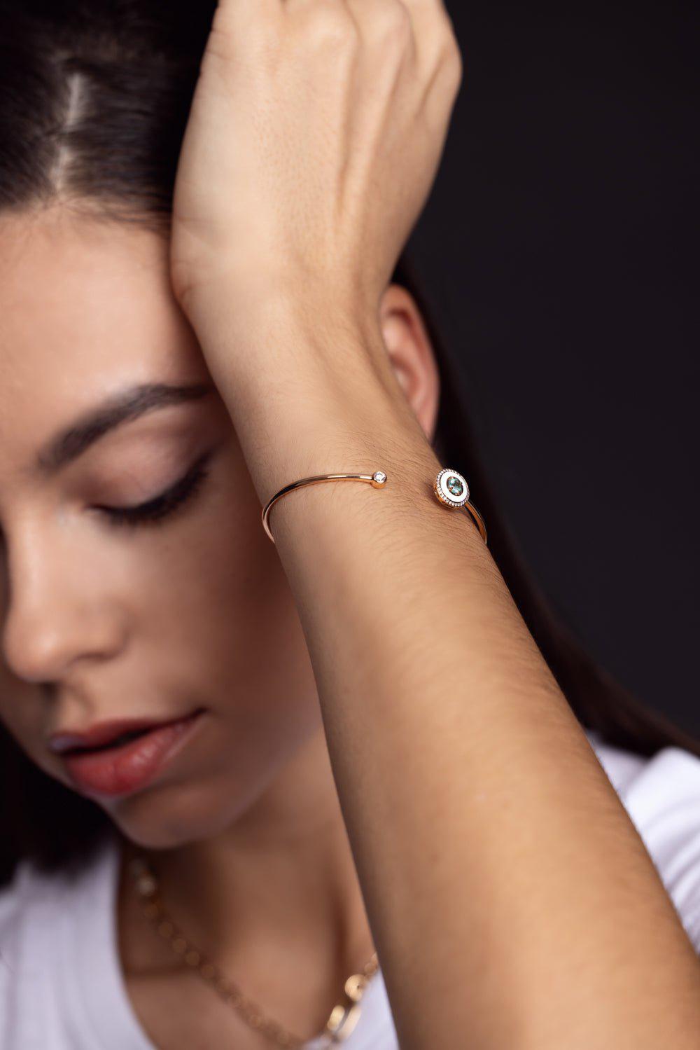 SELIM MOUZANNAR-Mina Green Tourmaline Bracelet-ROSE GOLD