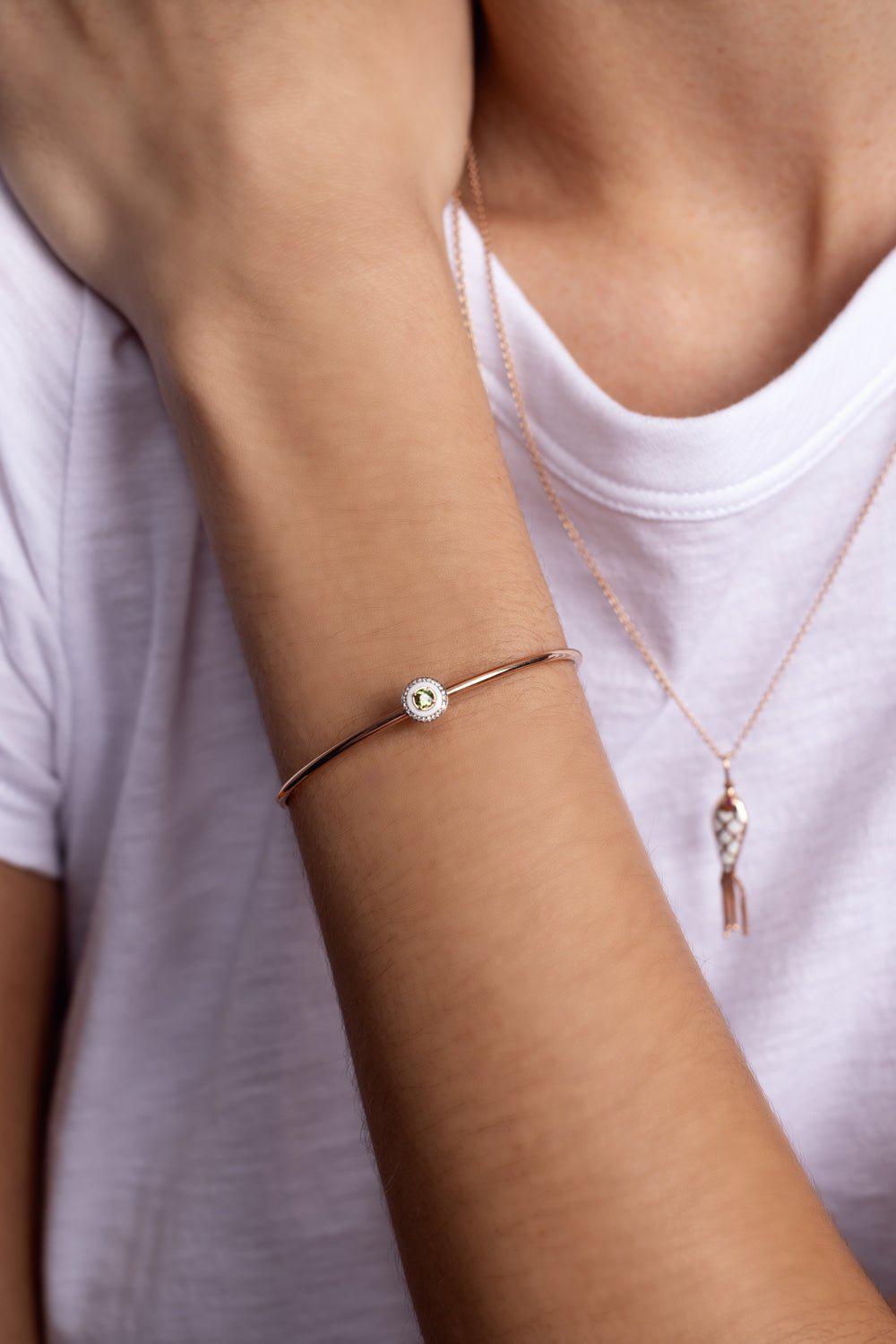 SELIM MOUZANNAR-Mina Green Tourmaline Bracelet-ROSE GOLD