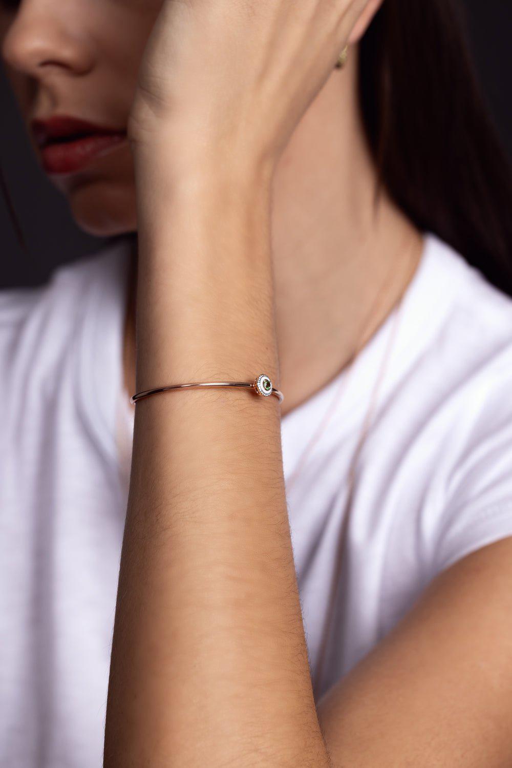 SELIM MOUZANNAR-Mina Green Tourmaline Bracelet-ROSE GOLD