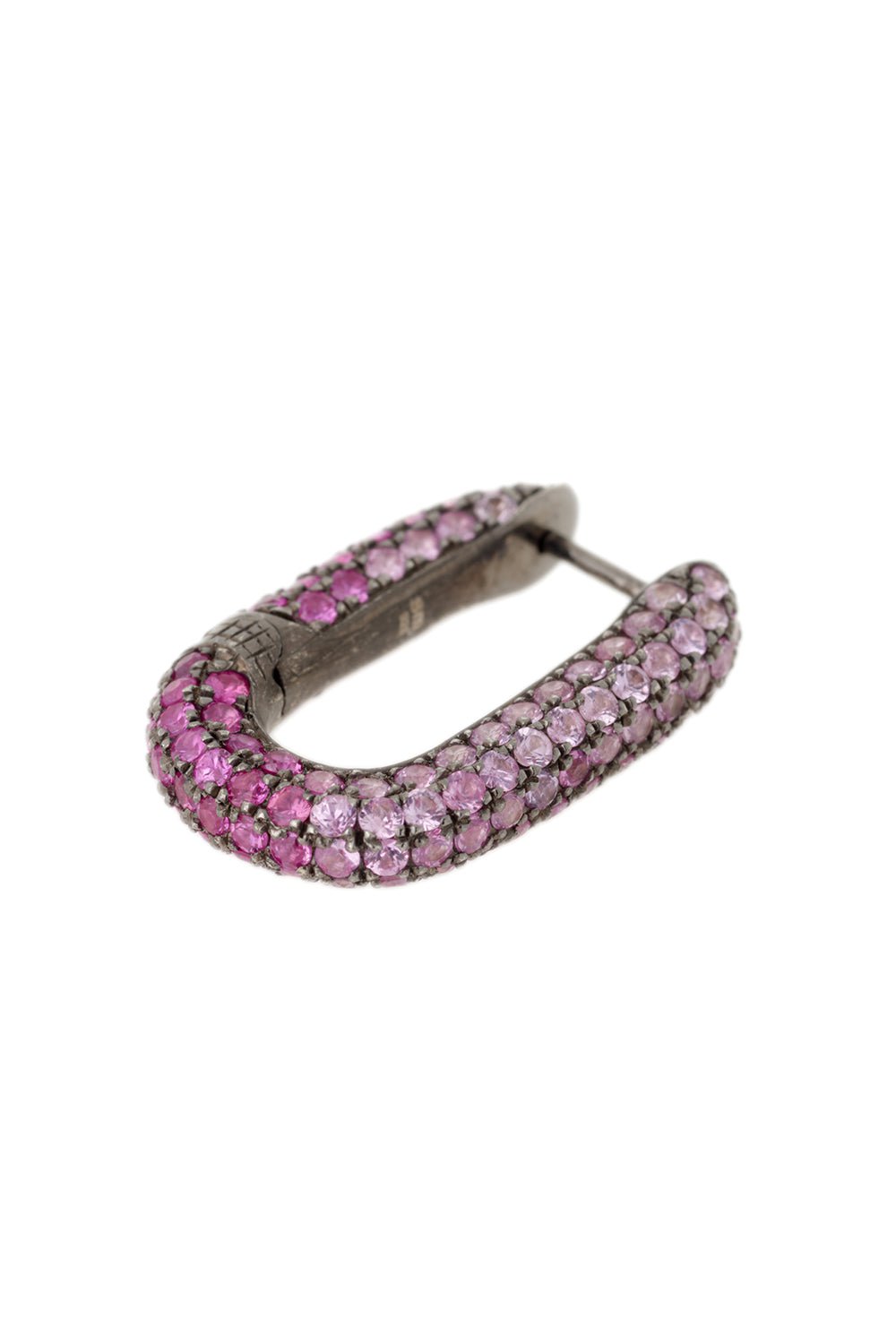 SELIM MOUZANNAR-Large Pink Sapphire Single Link Earring-BLACK GOLD