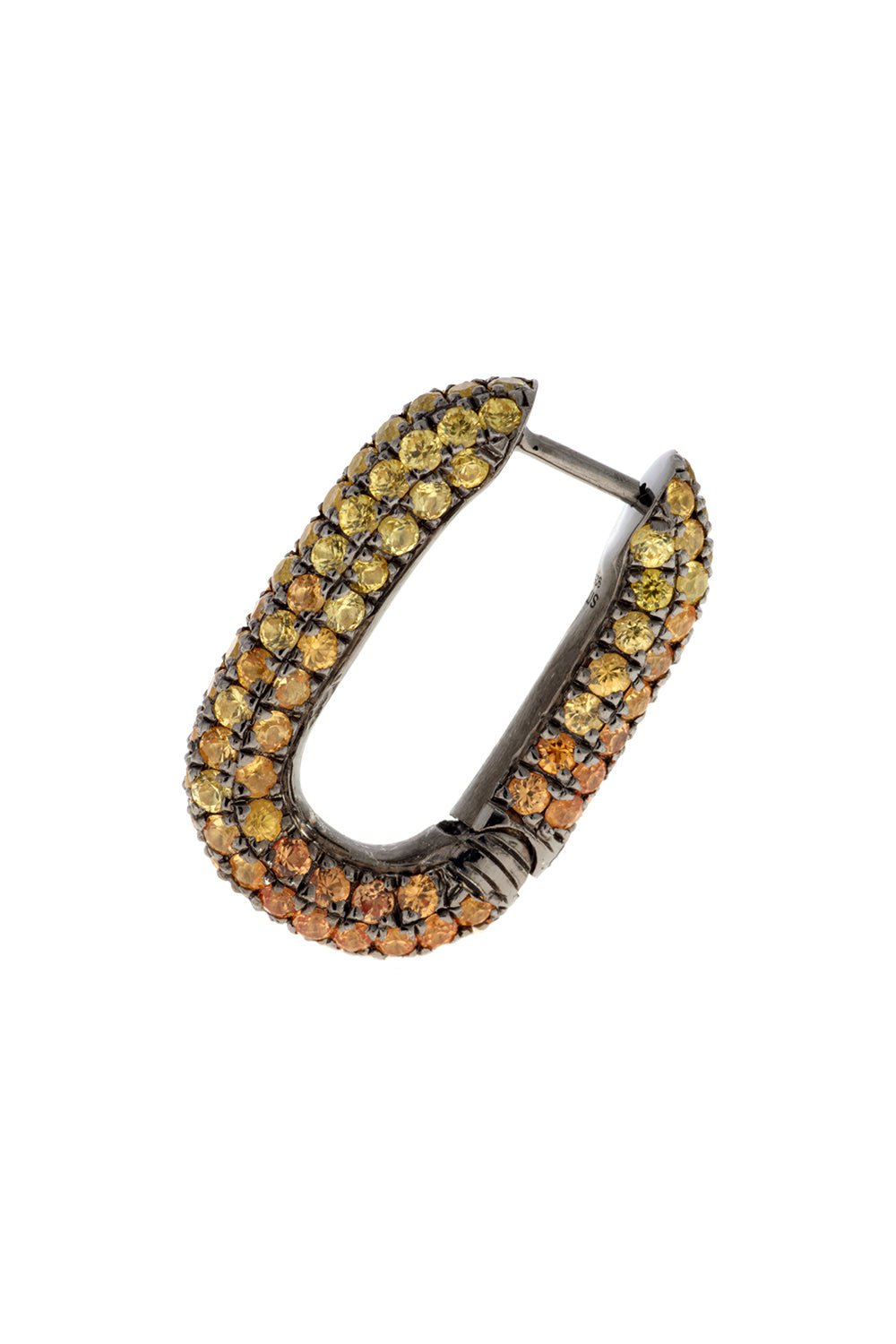 SELIM MOUZANNAR-Large Yellow Sapphire Single Link Earring-BLACK GOLD