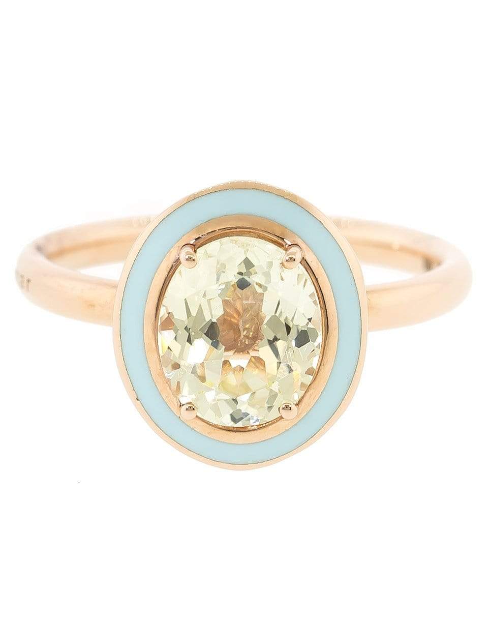SELIM MOUZANNAR-Yellow Sapphire and Blue Enamel Ring-ROSE GOLD