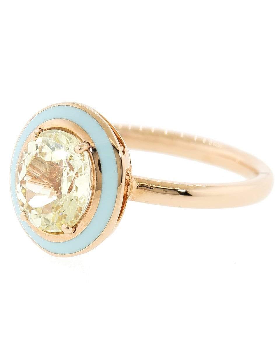 SELIM MOUZANNAR-Yellow Sapphire and Blue Enamel Ring-ROSE GOLD