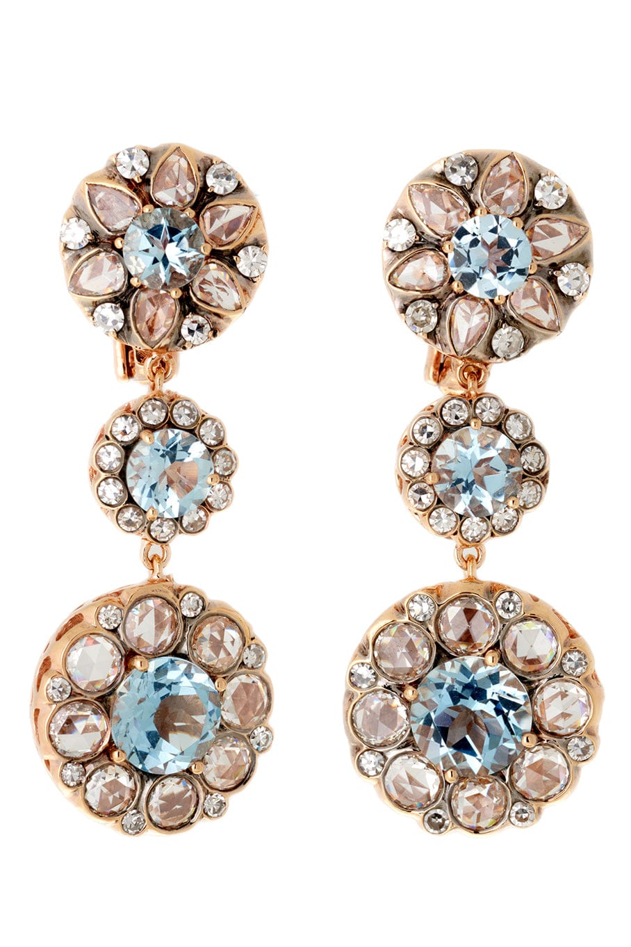 SELIM MOUZANNAR-Aquamarine Beirut Rosace Earrings-ROSE GOLD
