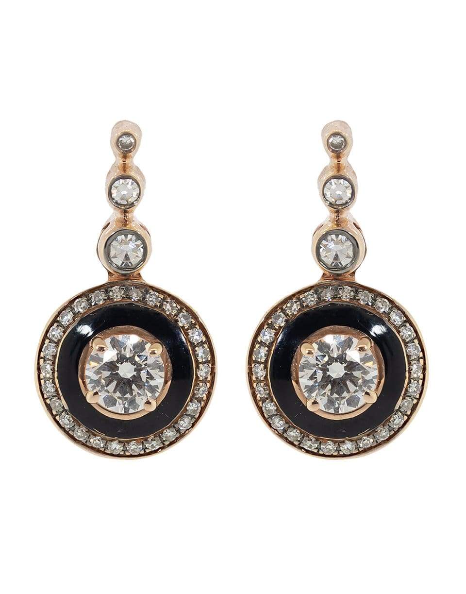 SELIM MOUZANNAR-Black Enamel and Diamond Drop Earrings-ROSE GOLD